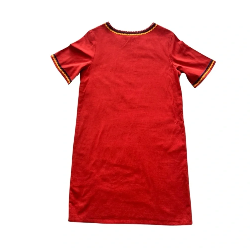 Anthropologie Corey Lynn Calter Toucan jungle red Embroidered Dress Sz Small - Picture 6 of 8